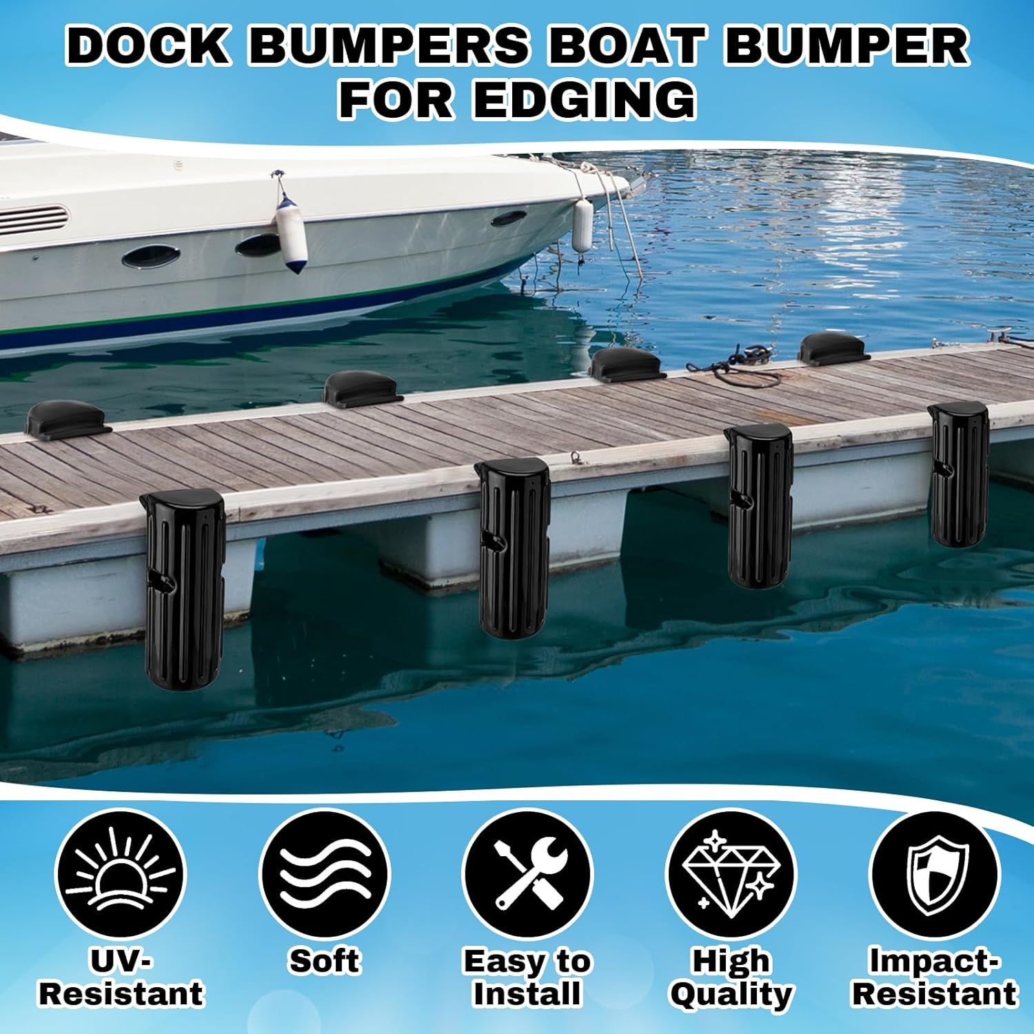 DaisyInner Dock Bumpers Fenders for Edging Docking Inflatable Corner Boat Fenders with Pump and Mounting Hardware for Straight-Edge Side Marine Bumpers for Buoy Pontoon Protector - Image 4