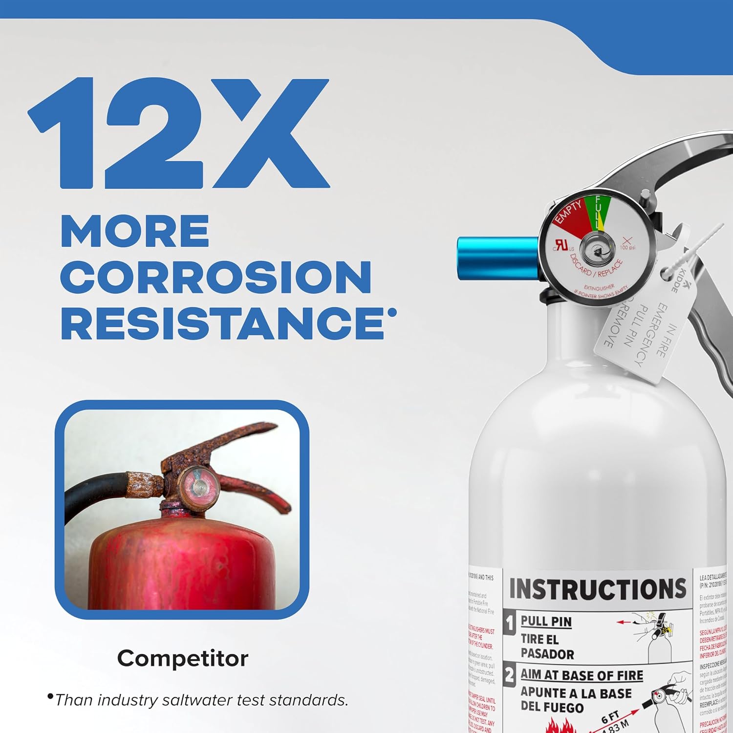 Kidde Mariner 5 Fire Extinguisher for Boats and Watercrafts, 5-B:C, MAR5 | Coast Guard Approved Marine Extinguisher for Very Small Flammable Liquids/Gases and Electrical Fires, 2 lb. Dry Chemical - Image 3