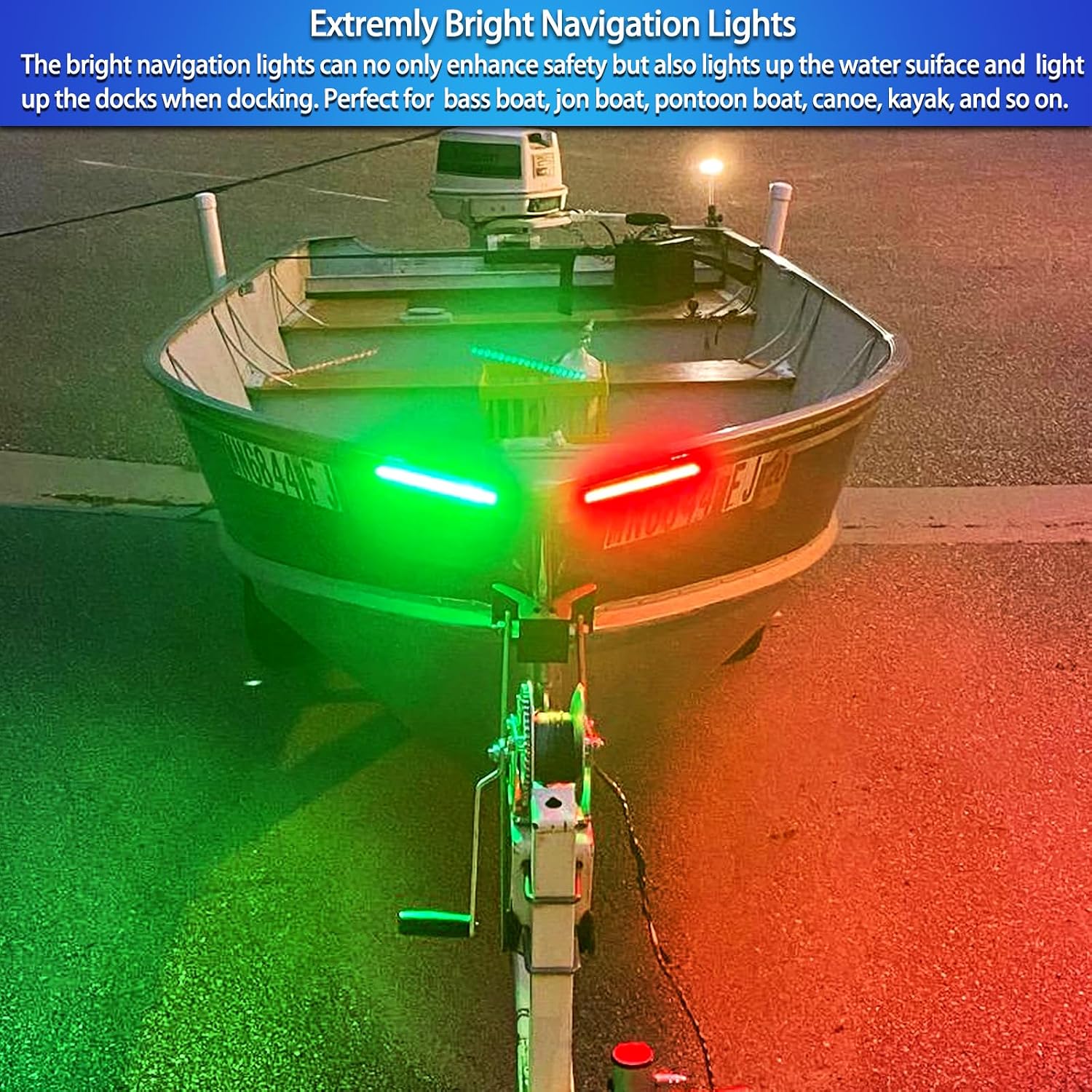 Boat LED Boat Navigation Light, Red and Green Marine Navigation Lights for Boats led, Boat Bow Lights for Night Fishing Night Boating, Nav Light for Bass Boats, Pontoon, Jon Boats - Image 5