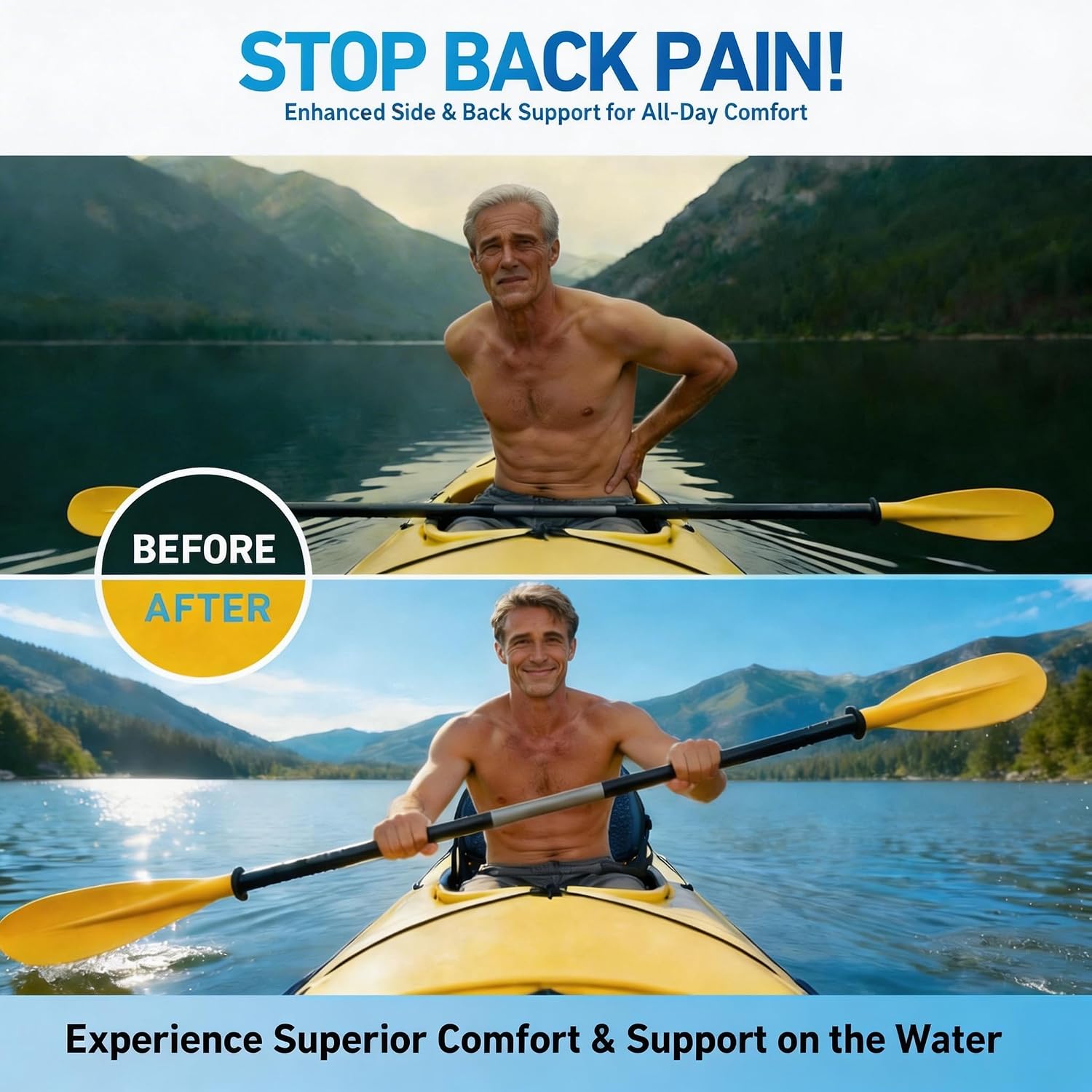 Upgraded Kayak Seat with Back Support & Enhanced Side Support, Universal Folding Paddle Board Seat for Inflatable Kayak, Canoe, SUP, Fishing Boat - Image 7