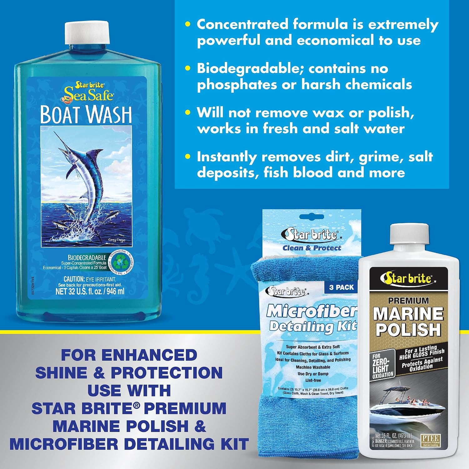 STAR BRITE Sea Safe Boat Wash – Super Concentrated Formula – Gently Removes Dirt, Grime, and Salt Without Stripping Wax or Polish – Designed for Use on All Boat Surfaces - Image 4
