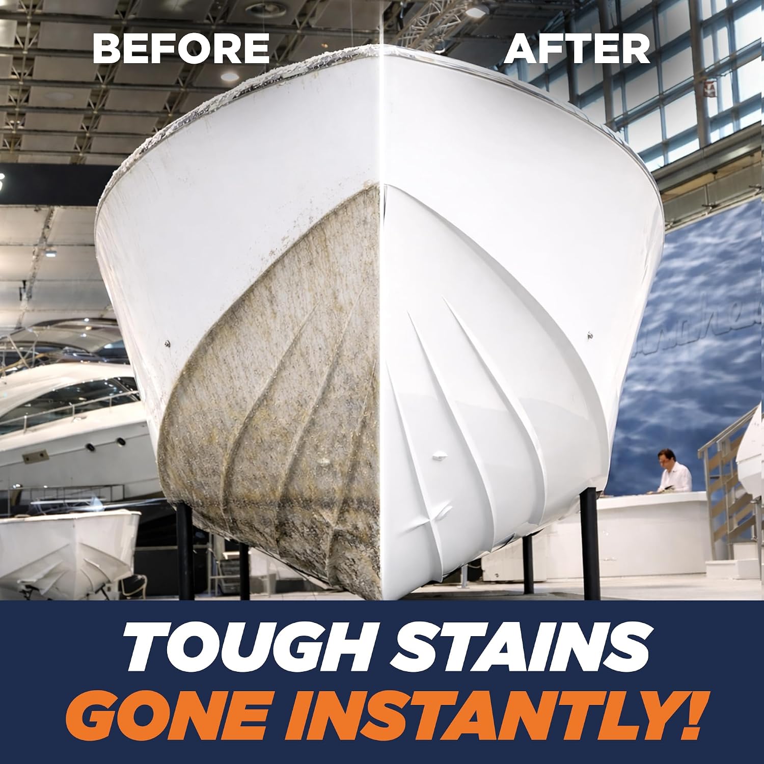 Instant Boat Hull Cleaner - Marine Grade, Easy to Use Boat Cleaner, Removes Stains, Water Lines, Yellowing & Rust, Safe for Use on Fiberglass, Plastic, Painted Hull Surfaces - Made in USA, 1 Gallon - Image 3