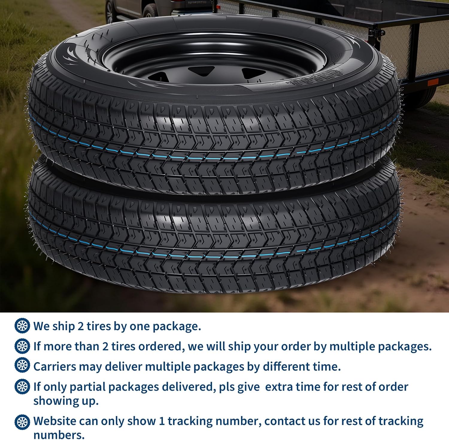 GarveeTech 2-Pack Trailer Tire On Rim ST175/80D13 Trailer Tires and Wheels 5 Lug on 4.5 in PCD Trailer Tires with 13 in Rims Load Range C 6PR Black | ST175/80D13 Trailer Tires and Wheels 5 Lug on 4.5 in PCD Trailer Tires with 13 in Rims Load Range C 6PR Black - Image 8