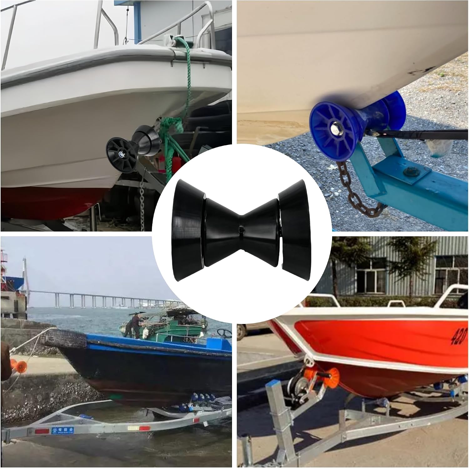 Boat Trailer Roller Parts–Sturdy Bow Roller and Stop,3Inch / 4Inch Boat Trailer Roller with Spoke Fits 1/2" Shaft,PU Marine Keel Trailer Rollers - Image 7