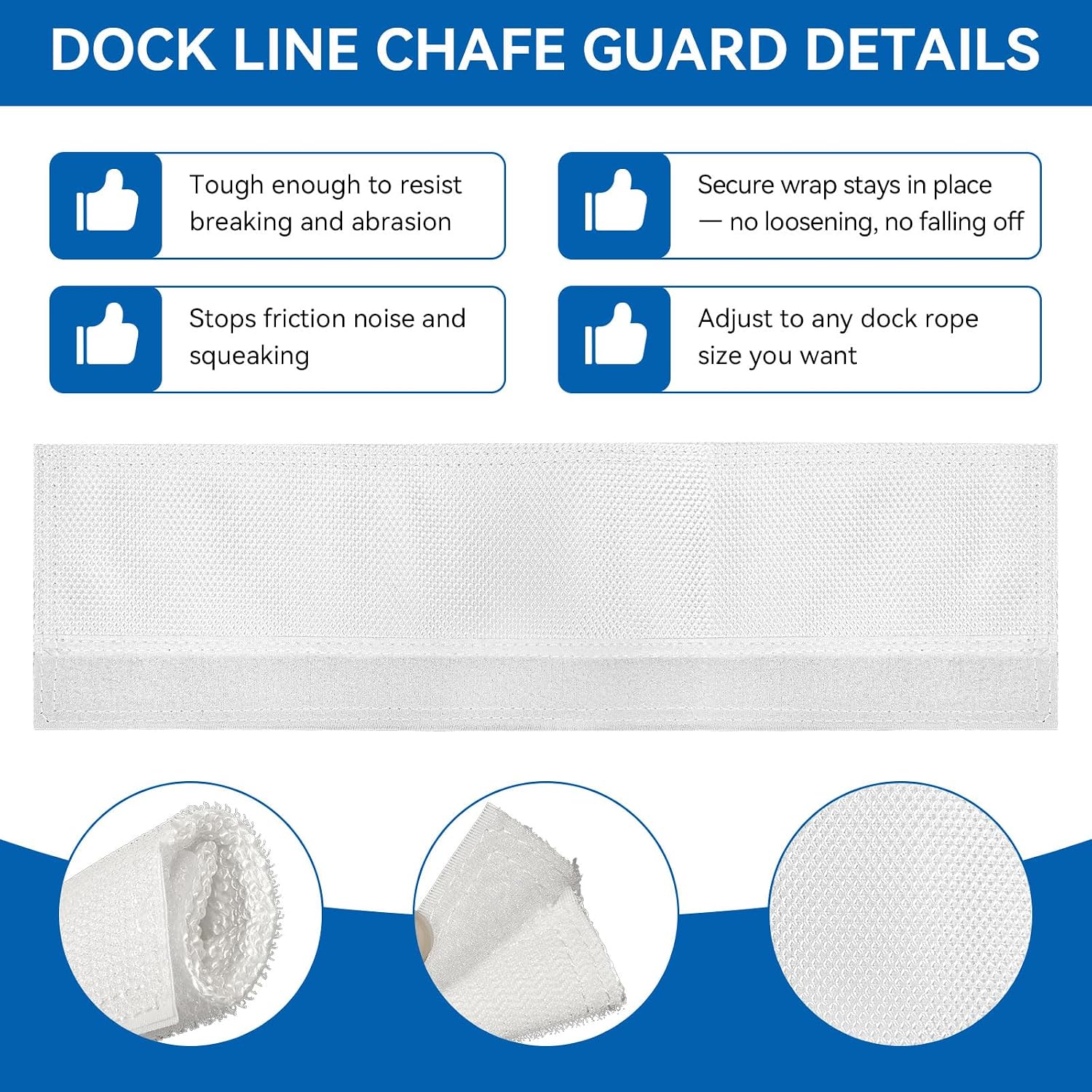 Boat Chafe Guards for Dock Lines, Chafe Gear for 3/8" to 1" Line, Marine Adjustable Rope Protector Removable Dock Line Sleeve for Mooring, Anchoring,Prevents Boat Line Wear,Protects Boat Finish,2 Pack - Image 4