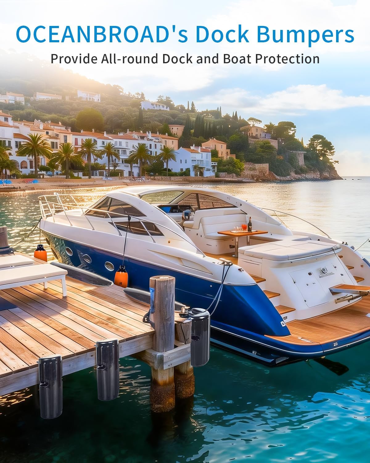 OCEANBROAD Dock Corner Bumpers, Heavy-Duty Marine Guard for Dock Corner & Edge Protection, UV-Resistant PVC with Stainless Steel Hardware, Vertical Installation for Straight Corners - Image 4