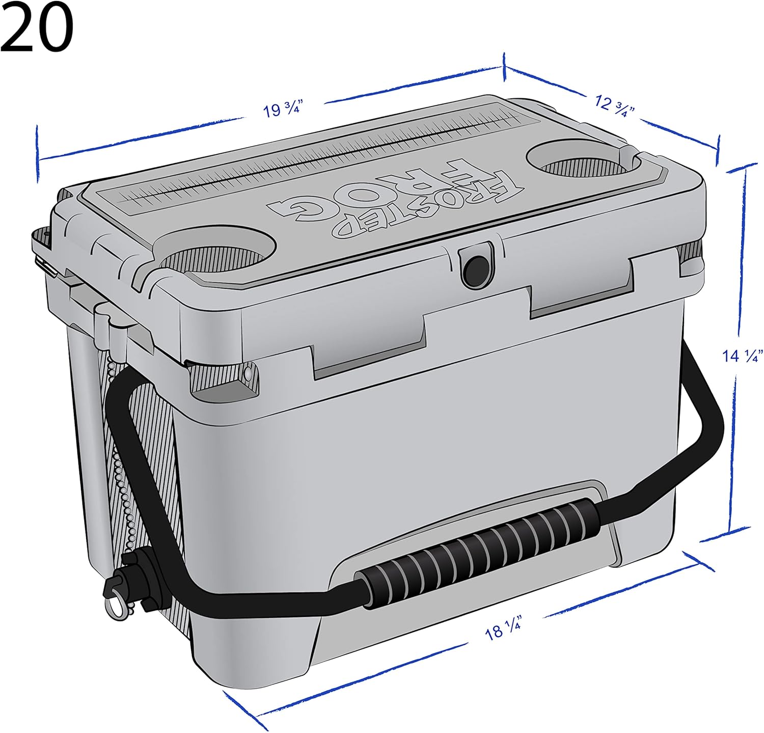 Frosted Frog 20 Qt Rotomolded Hard Cooler, Heavy Duty Made in USA | Commercial-grade build, thick-wall foam insulation, multi-day cooling for camping, fishing, hunting, boating, beach & BBQ - Image 6