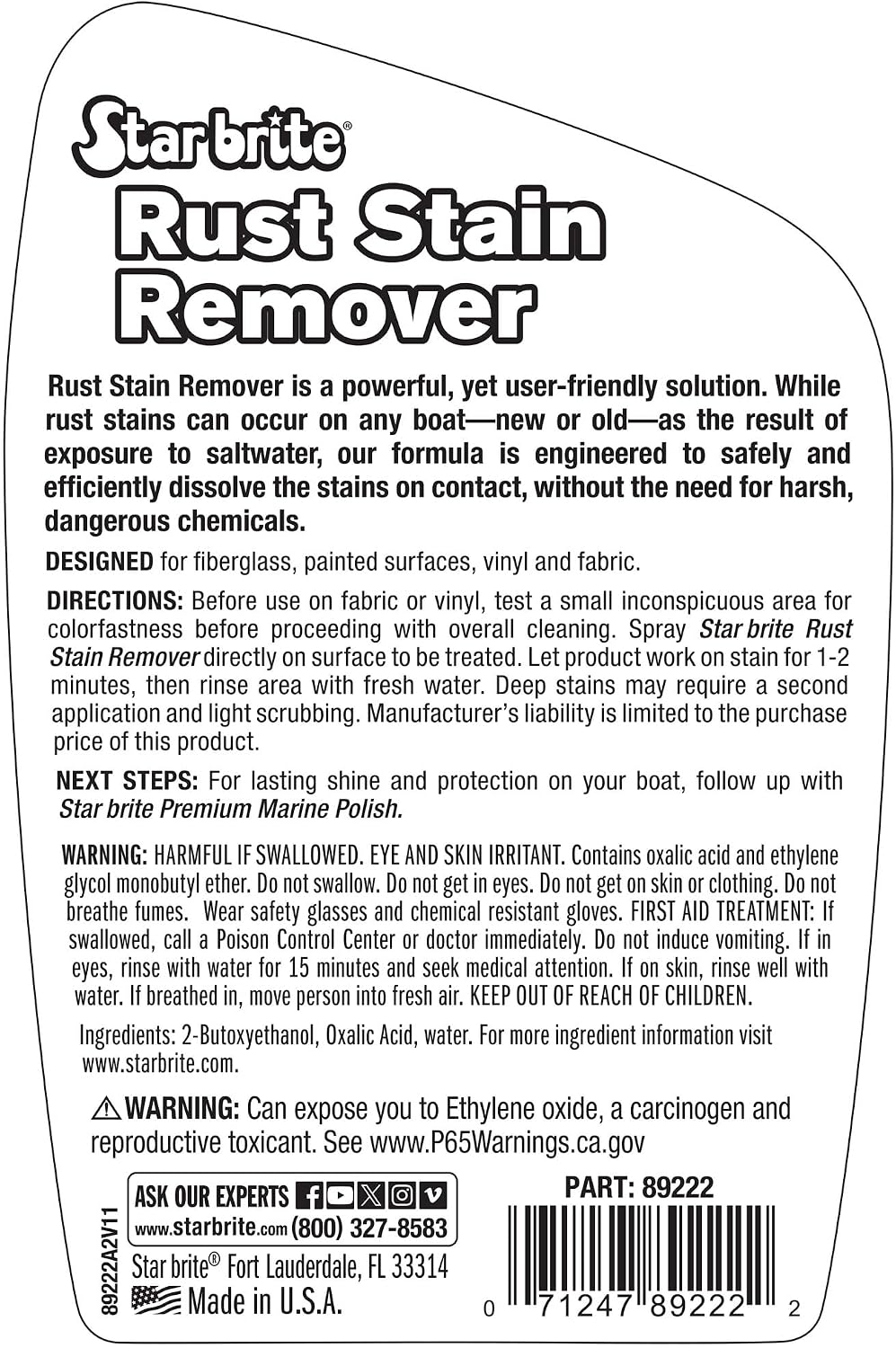 STAR BRITE Rust Stain Remover Spray - Instantly Dissolve Corrosion Stains on Fiberglass, Vinyl, Fabric, Metal & Painted Surfaces - Also Removes Sprinkler Stains - 22 Ounces (089222SS) - Image 2