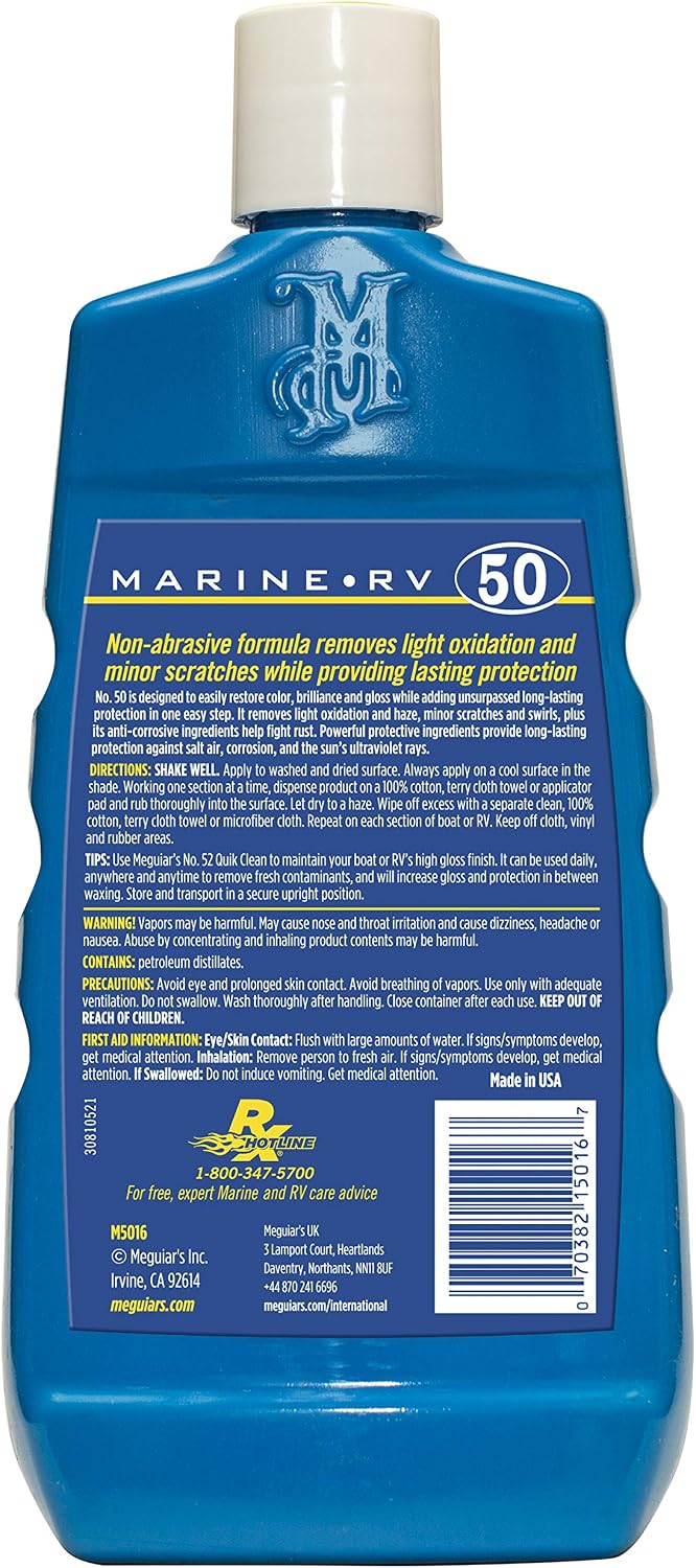 Meguiar's Marine/RV Once Step Cleaner Wax M5016 - Professional-Grade Marine and RV Cleaner, Polish and Protect for Long-Lasting Shine - Restores Color and Gloss, 16 Oz - Image 3