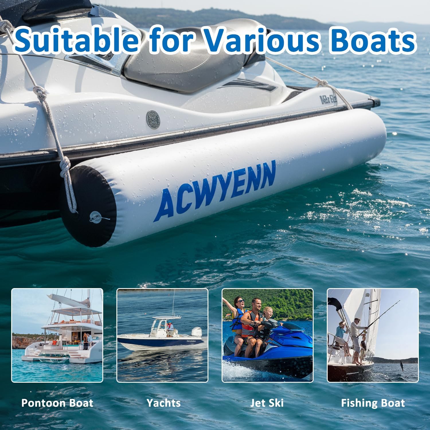 Inflatable Boat Bumpers for Docking, Large Inflatable Boat Dock Fenders and Bumpers for Fishing Boat, Pontoon Boat, Yachts and Jet Ski - Image 4