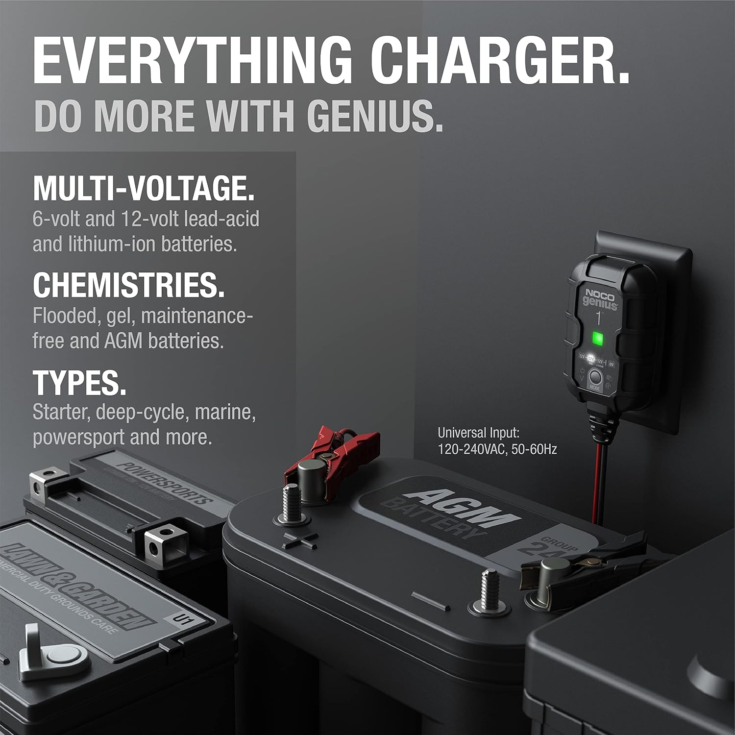 NOCO GENIUS1: 1A 6V/12V Smart Battery Charger – Automatic Maintainer, Trickle Charger & Desulfator with Overcharge Protection & Temperature Compensation – for Lead-Acid & Lithium Batteries - Image 5