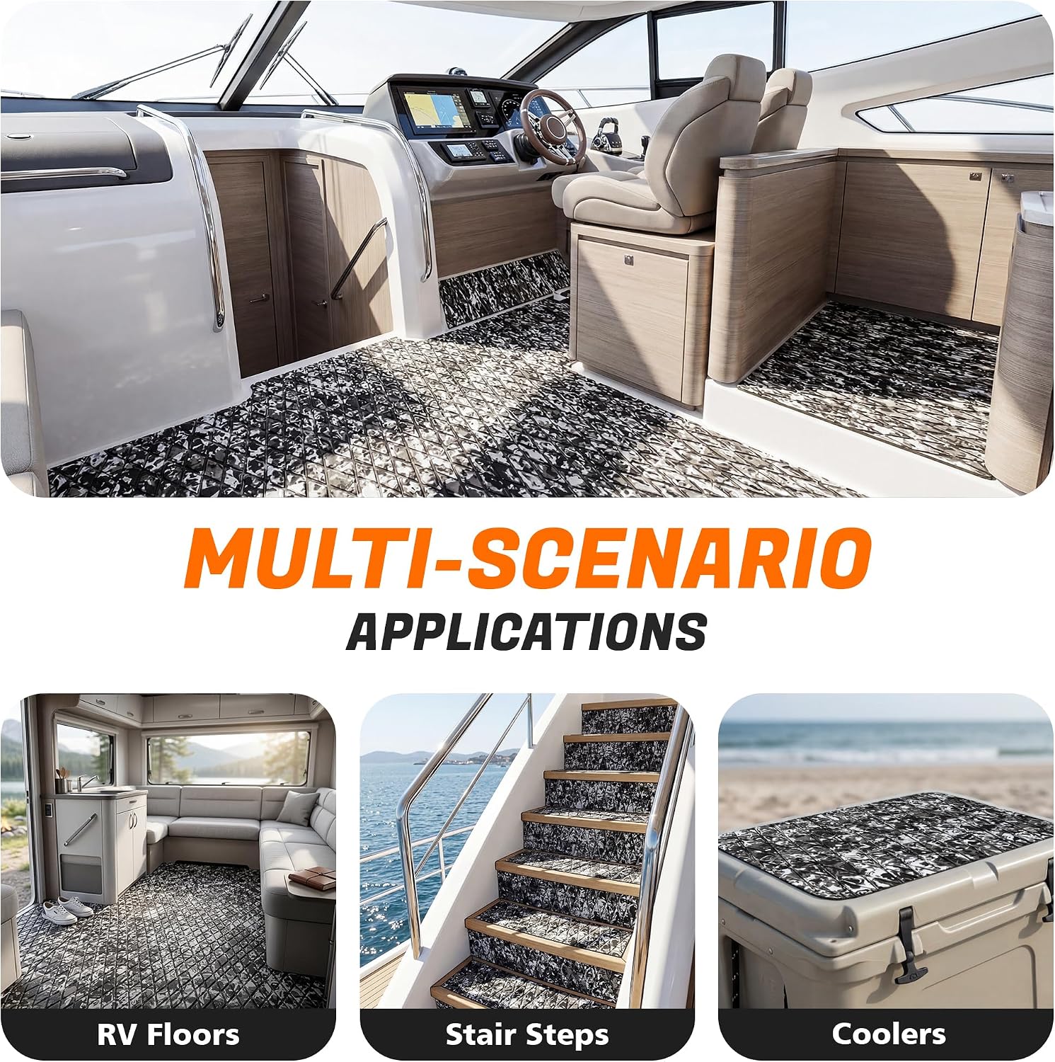 FOCEAN EVA Foam Boat Flooring, Sea Vinyl Decking Camo Deck Mats with self Adhesive for Bass Boats Pontoon Boats Jon Boats RV Yacht Kayak Surfboard Floor - Image 6