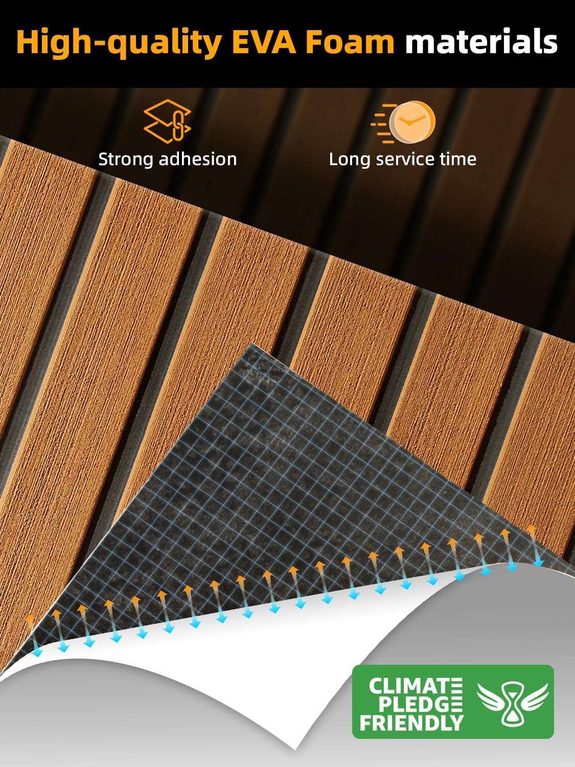 FOCEAN Boat Flooring EVA Foam Boat Decking Faux Teak Marine Flooring Marine Mat Sheet for Motorboat Jon Boats Bass Boat RV Kayak, 94.5"x 47.2"/35.4"/23.6"/15.7" - Image 2
