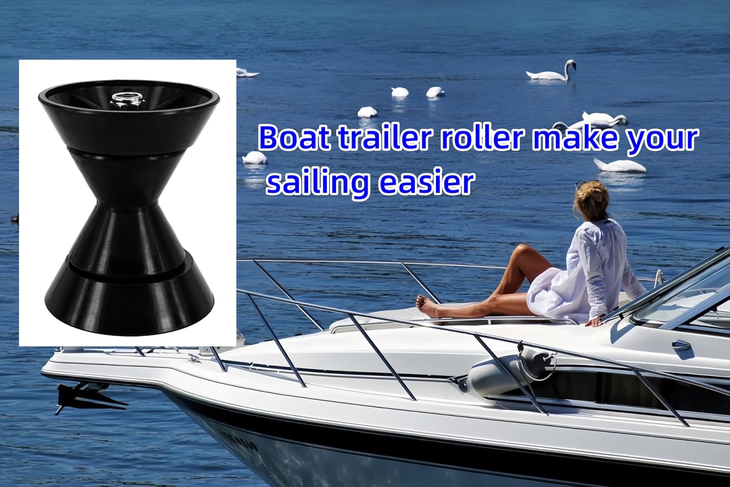 Boat Trailer Roller Parts–Sturdy Bow Roller and Stop,3Inch / 4Inch Boat Trailer Roller with Spoke Fits 1/2" Shaft,PU Marine Keel Trailer Rollers - Image 5