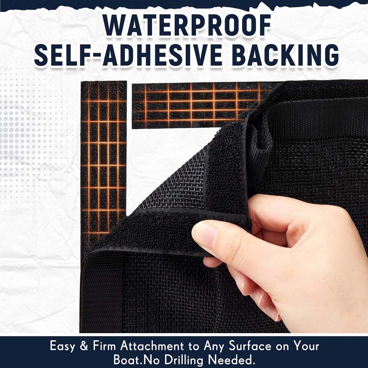 4 Pcs 10" x 7" Self-Adhesive Boat Storage Mesh Bag, Tear Resistant Waterproof Boat Storage Accessories, Sailboat Pontoonboat Caddy Organizer for Tackle, Tools, Gear, Gloves Small Items - Image 4