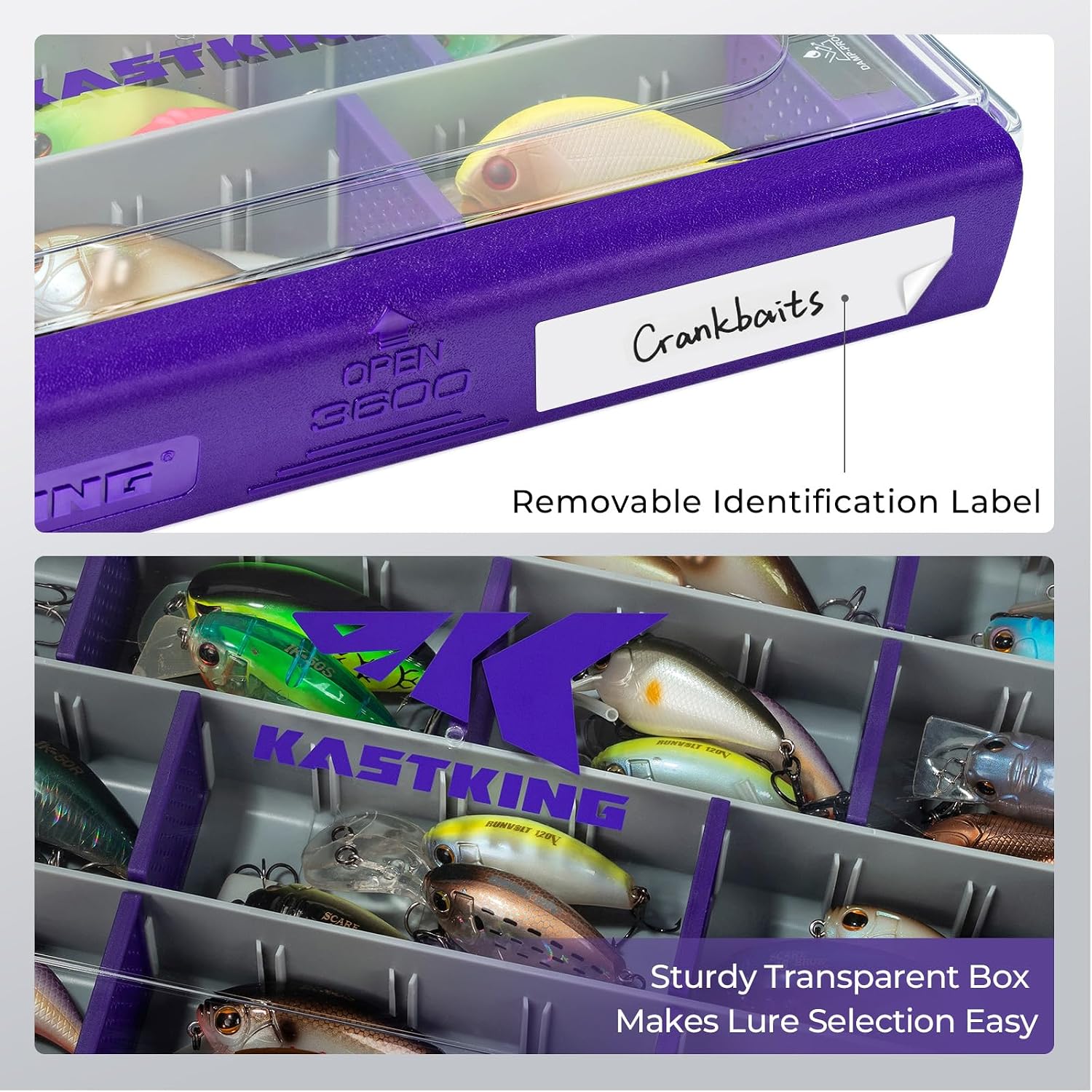 KastKing HyperSeal Waterproof Tackle Box, 3600 and 3700 Tackle Trays, Fishing Tackle Box Organizer with Removable Dividers, Lure Box and Terminal Tackle Storage,Purple - Image 6