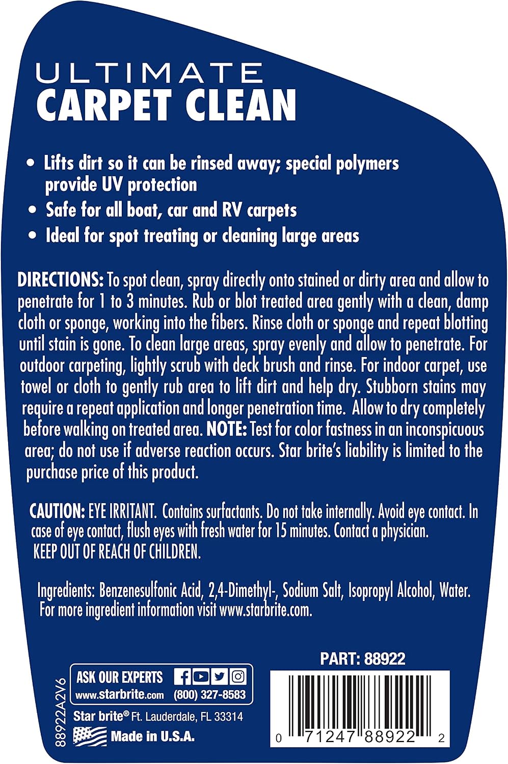 STAR BRITE Ultimate Carpet Clean Spray - High-Performance Marine Carpet Cleaner for Boats, Bass Boats - Removes Tough Stains & Odors - Easy to Use - Ideal for Car, Home, and RV (088922P) - Image 2