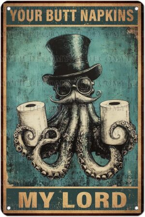 Octopus Decor Metal Tin Sign Vintag...