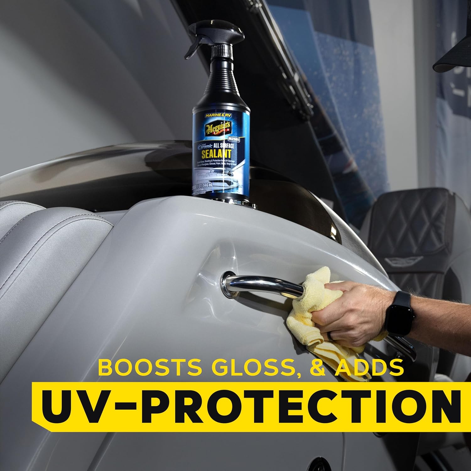 Meguiar's Marine & RV Hybrid Ceramic All Surface Sealant - Premium Fiberglass and Gel Coat Sealant that Boosts Gloss, Beading & Protection from UV Damage - Easy to Apply and Wipe Off – 32 Oz Spray - Image 5