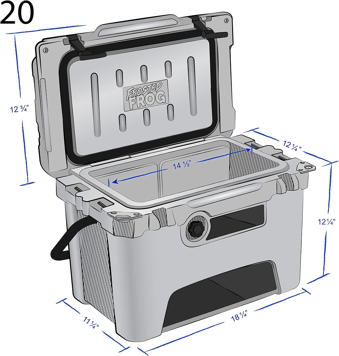 Frosted Frog 20 Qt Rotomolded Hard Cooler, Heavy Duty Made in USA | Commercial-grade build, thick-wall foam insulation, multi-day cooling for camping, fishing, hunting, boating, beach & BBQ - Image 4