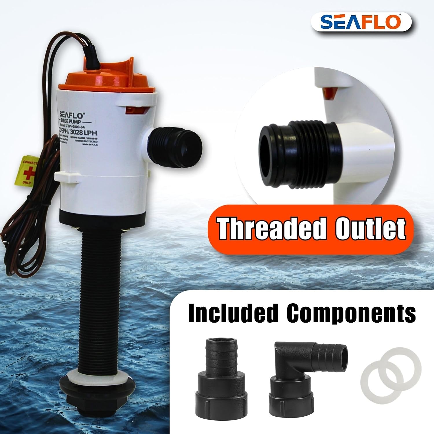 SEAFLO 04 Series 800 GPH Baitwell/Livewell Aerator Pump with Straight Intake, 12V DC, Saltwater/Freshwater, Replaceable Cartridge Motor, ¾" NPT Outlet, CE & Rohs Certified – 4-Year Warranty! - Image 9