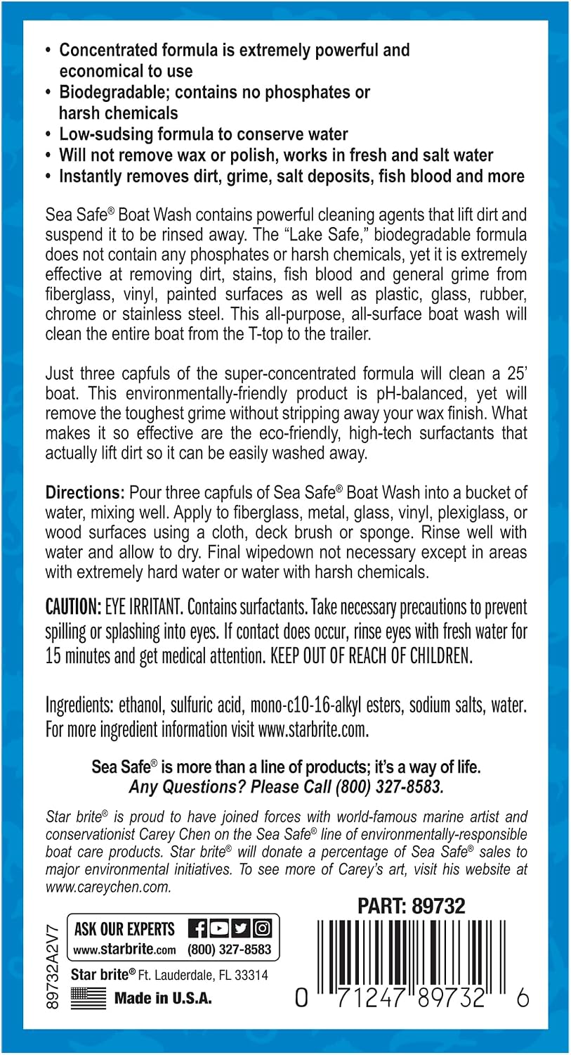 STAR BRITE Sea Safe Boat Wash – Super Concentrated Formula – Gently Removes Dirt, Grime, and Salt Without Stripping Wax or Polish – Designed for Use on All Boat Surfaces - Image 3