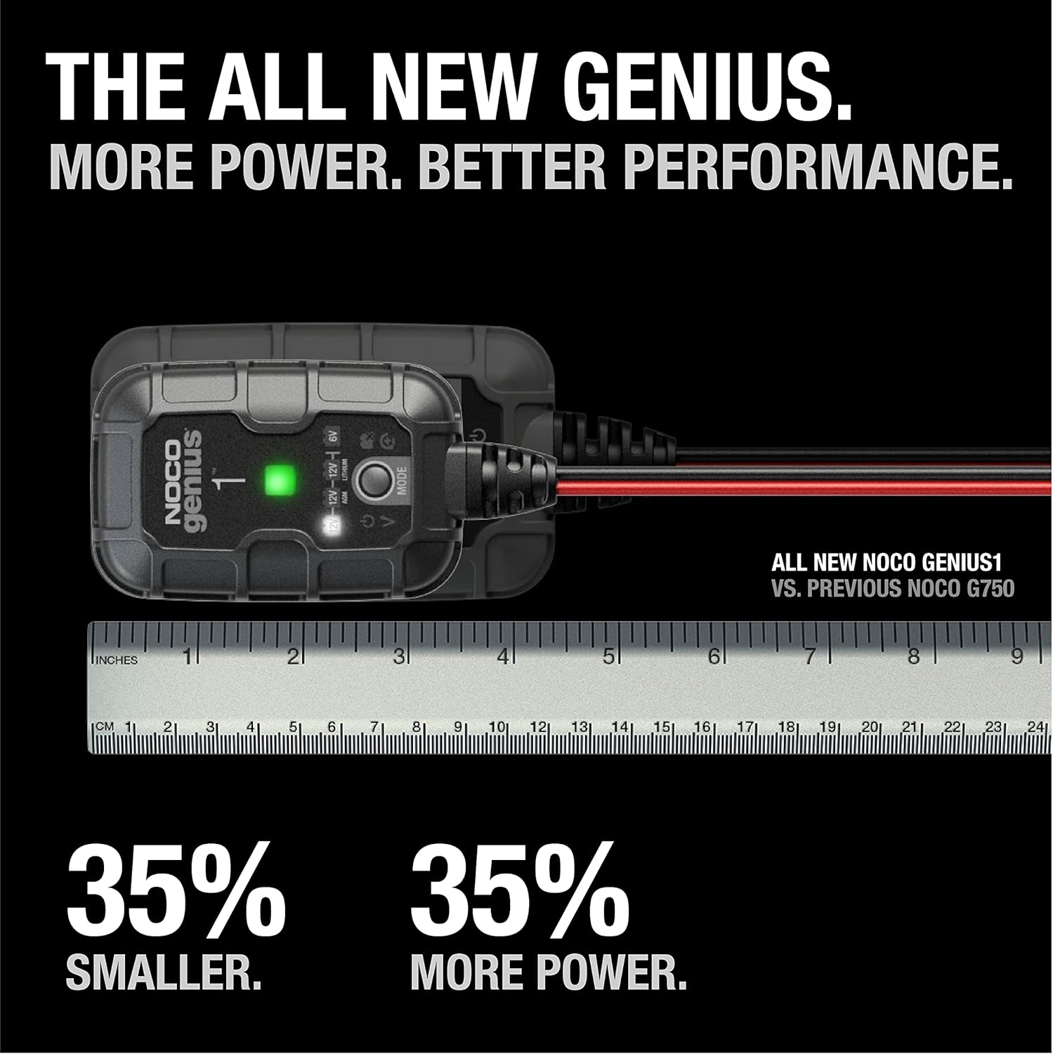 NOCO GENIUS1: 1A 6V/12V Smart Battery Charger – Automatic Maintainer, Trickle Charger & Desulfator with Overcharge Protection & Temperature Compensation – for Lead-Acid & Lithium Batteries - Image 2