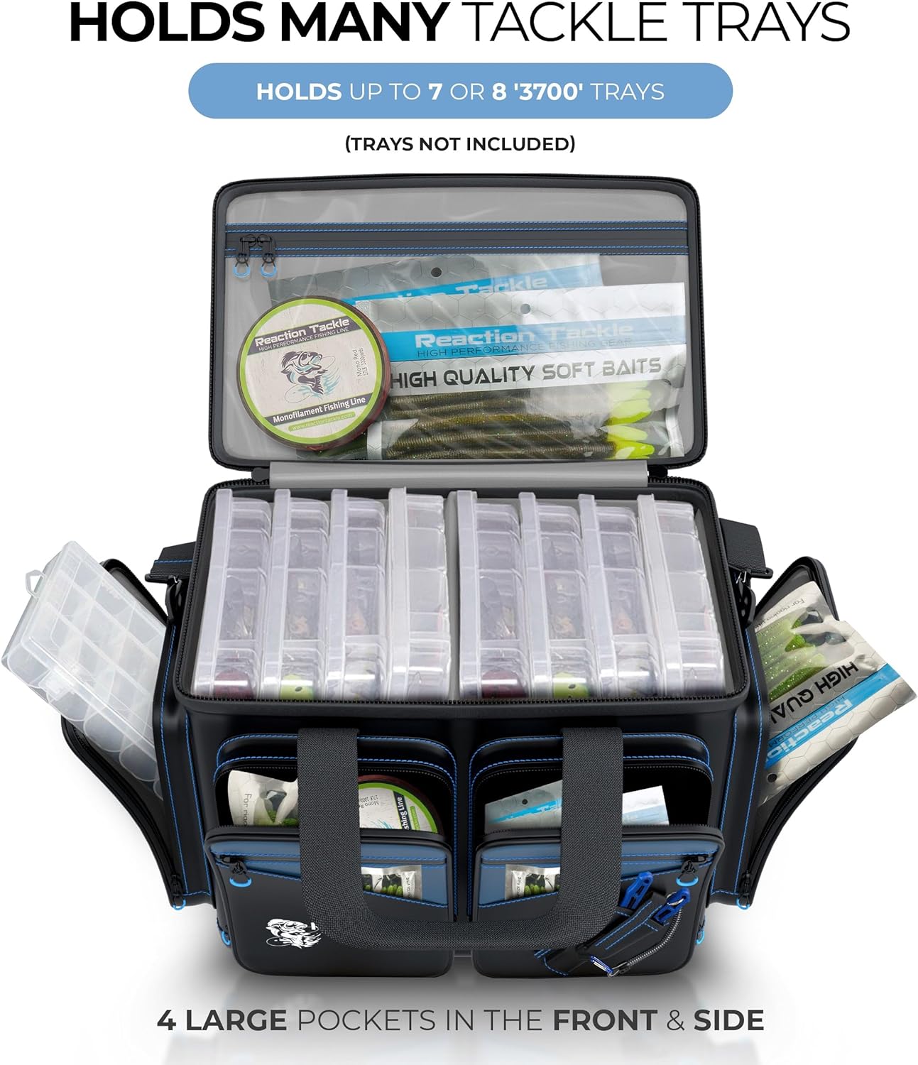 Reaction Tackle Saltwater Fishing Tackle Bags, Water Resistant 1000D PVC Tackle Box Bag with Removable Dividers, Fits 3600 and 3700 Trays, Large - Image 6