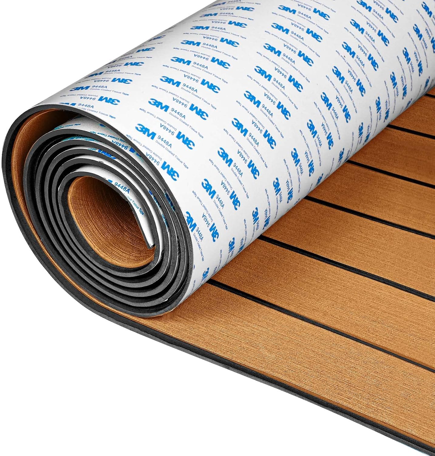 OCEANBROAD EVA Foam Boat Flooring with 3M Adhesive Backing Marine Self-Adhesive Decking 96''x45.6''/36''/28.8''/16.8'', 48''x16.8'' Faux Teak Sheet for Jon Boats Swim Platform Helm Pad RV Floor | Double-layer, Non-Slip, 6 mm Thick Eva Foam, Multiple Sizes and Colors, Easy to Install, For Marine Decking