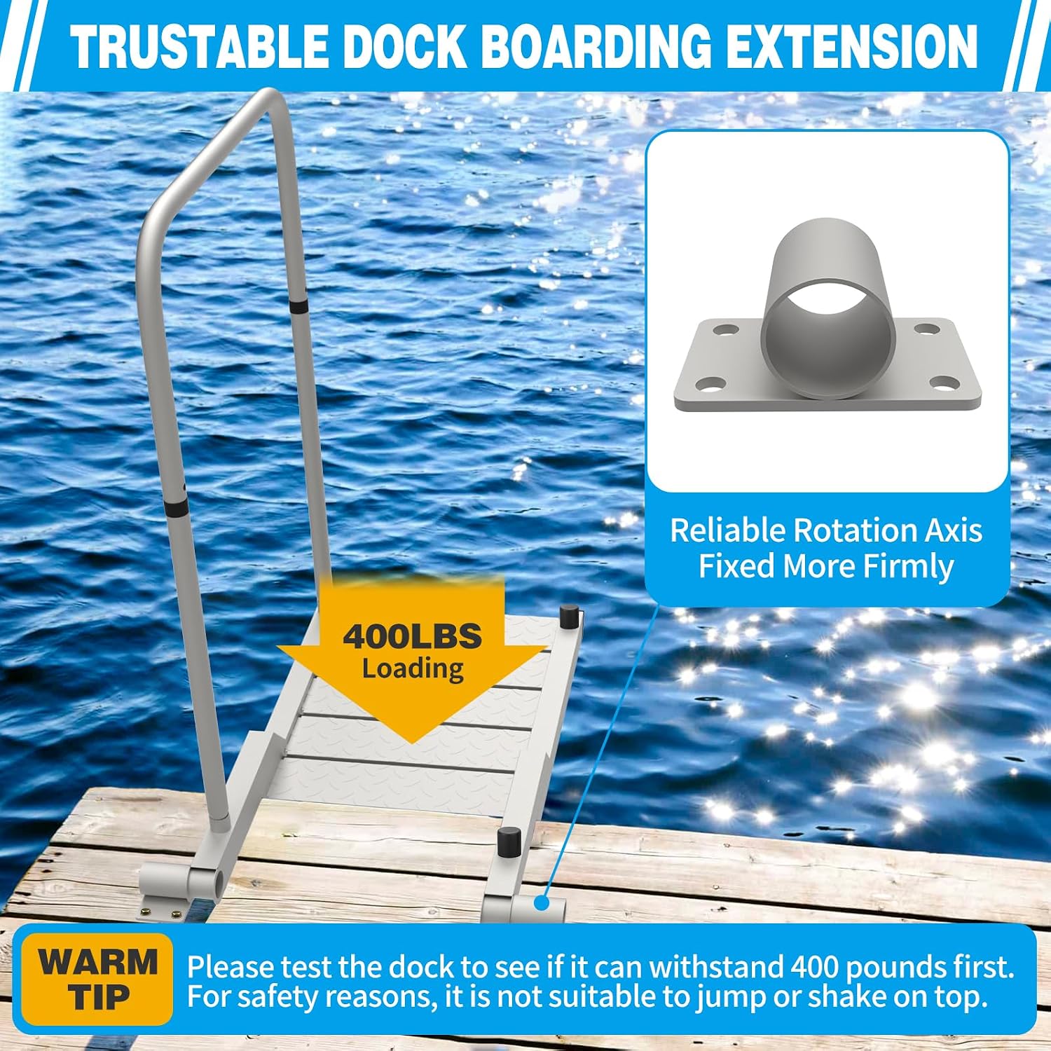 THOOUM Boat Boarding Platform and Dock Extension to Step Up & Down (Fixed), Boat Boarding Platform Dock Step for Boat Lifts - Image 4