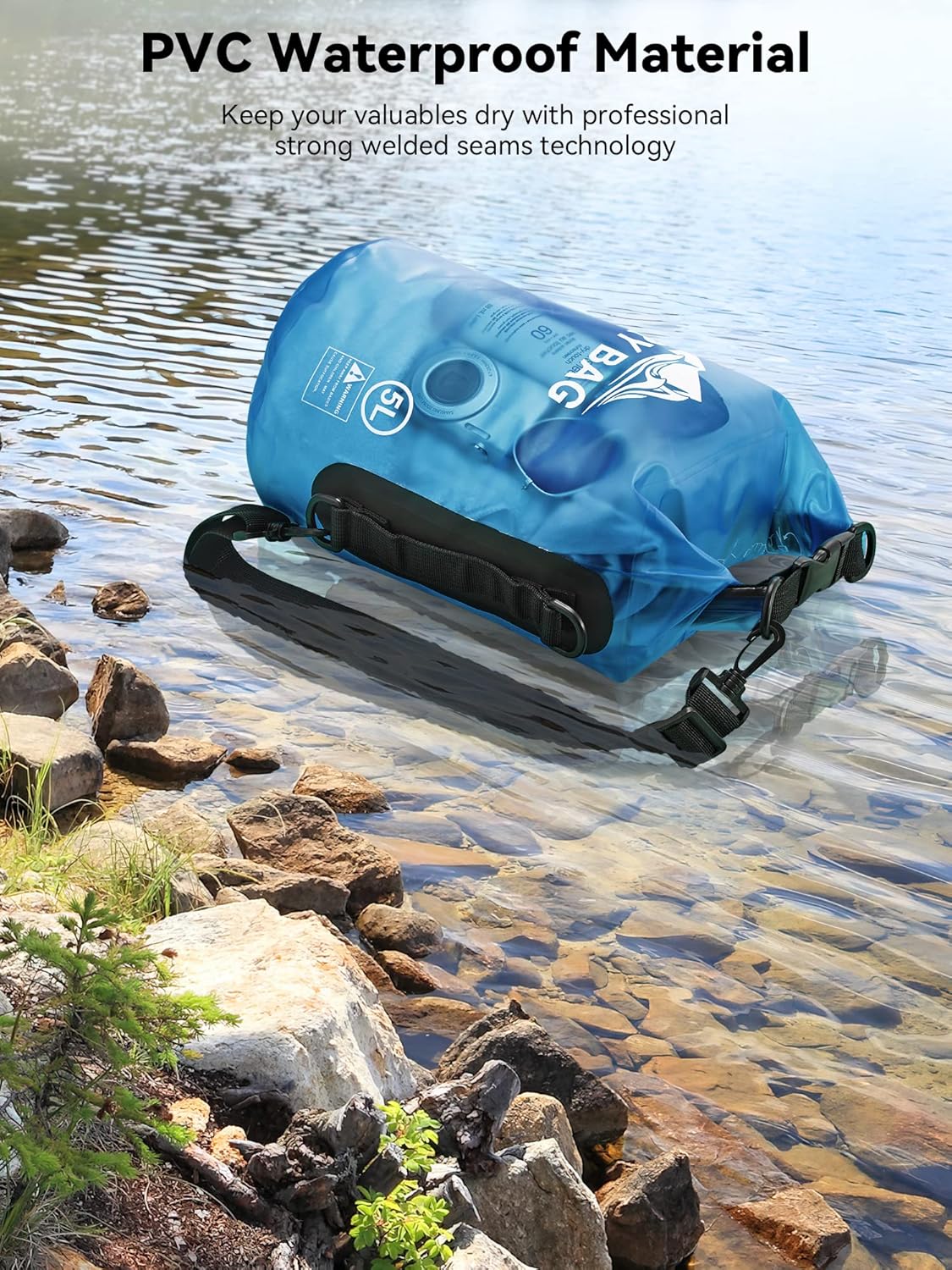 HEETA Dry Bag Waterproof for Women Men, 5L/10L/20L/30L/40L Roll Top Lightweight Dry Storage Bag Backpack with Phone Case for Travel Swimming Boating Kayaking Paddle Board Camping Beach Accessories - Image 3