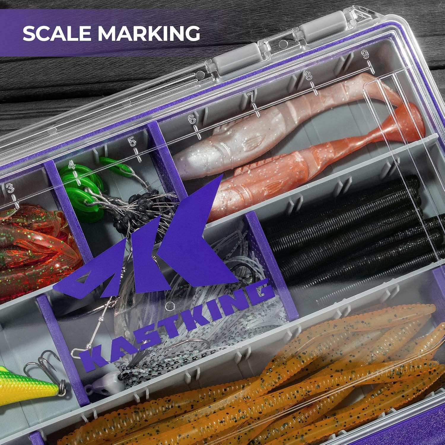 KastKing HyperSeal Waterproof Tackle Box, 3600 and 3700 Tackle Trays, Fishing Tackle Box Organizer with Removable Dividers, Lure Box and Terminal Tackle Storage,Purple - Image 5