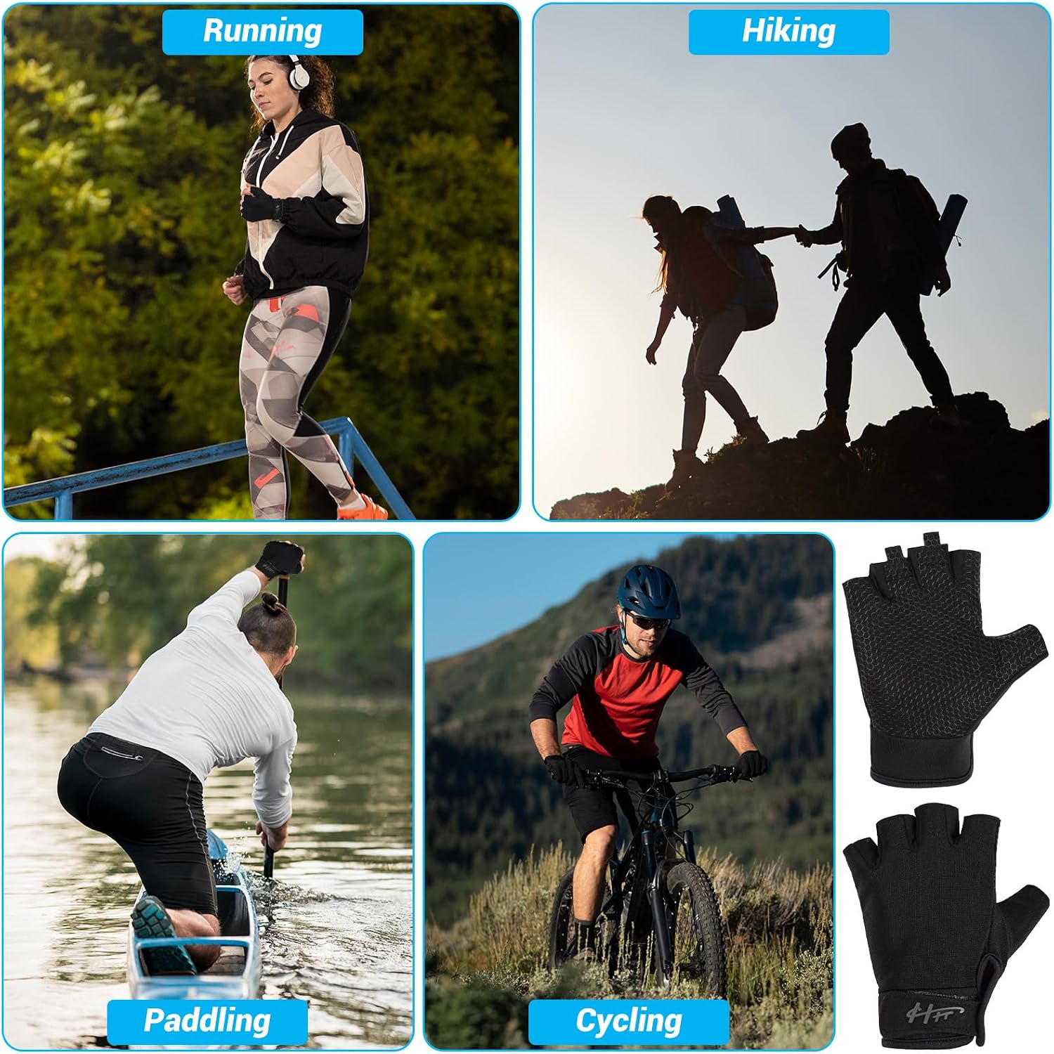 Ptwola Fingerless Gloves Fishing Gloves Paddling Glove Sailing Glove RowingGloves KayakGloves WaterGloves SportsGloves FishingGloves for Men Women Training Cycling Workout Gym Fitness Pull Up - Image 7