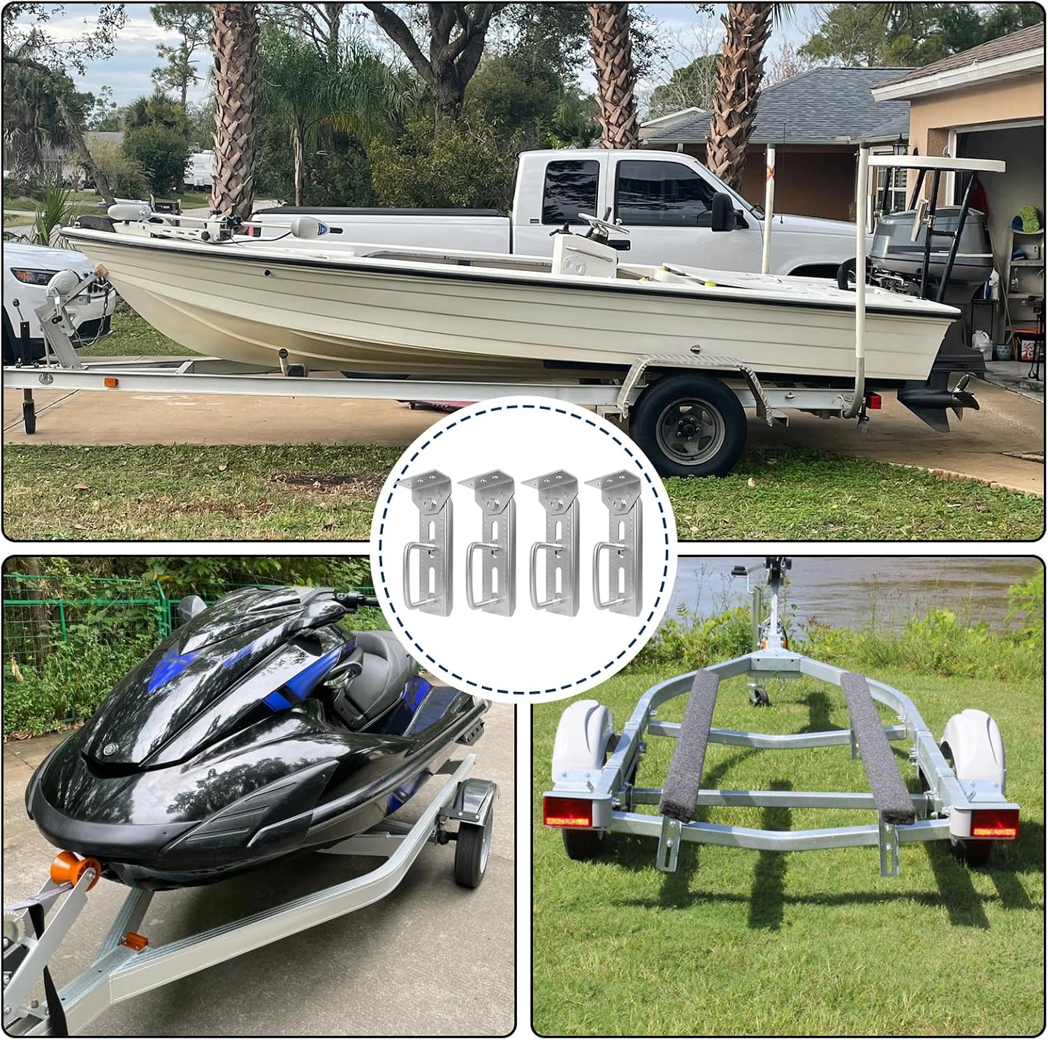 Boat Trailer Bunk Bracket Kit, 8" Galvanized Swivel Top Bunk Support Brackets, Adjustable Boat Trailer Bunk Support Mount, Fits 1.5" x 3", 2" x 3", 3" x 3" Crossmembers by MCCKLE (4 PCS) - Image 2