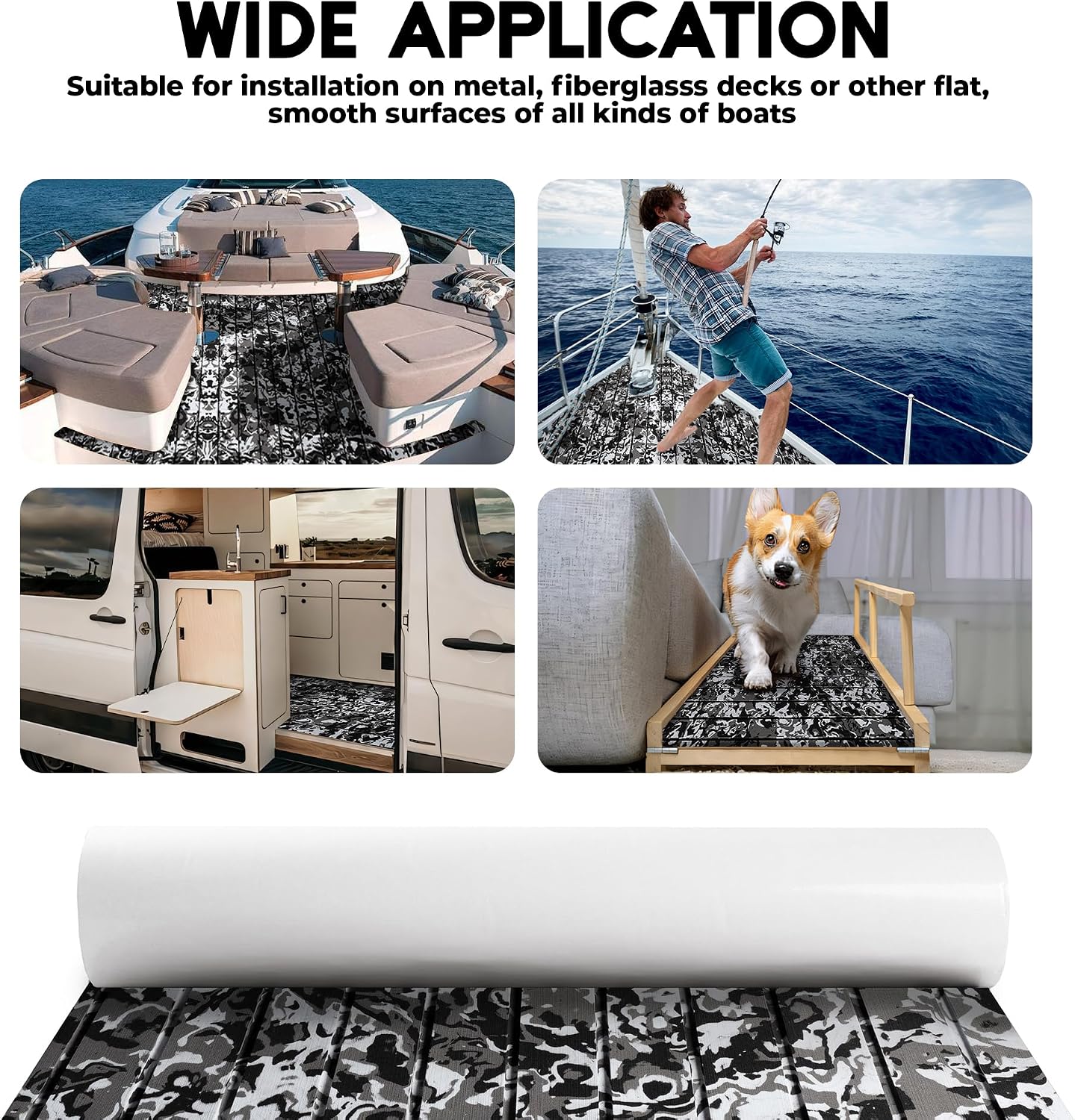 FOCEAN EVA Foam Boat Flooring, Sea Vinyl Decking Camo Deck Mats with self Adhesive for Bass Boats Pontoon Boats Jon Boats RV Yacht Kayak Surfboard Floor - Image 6