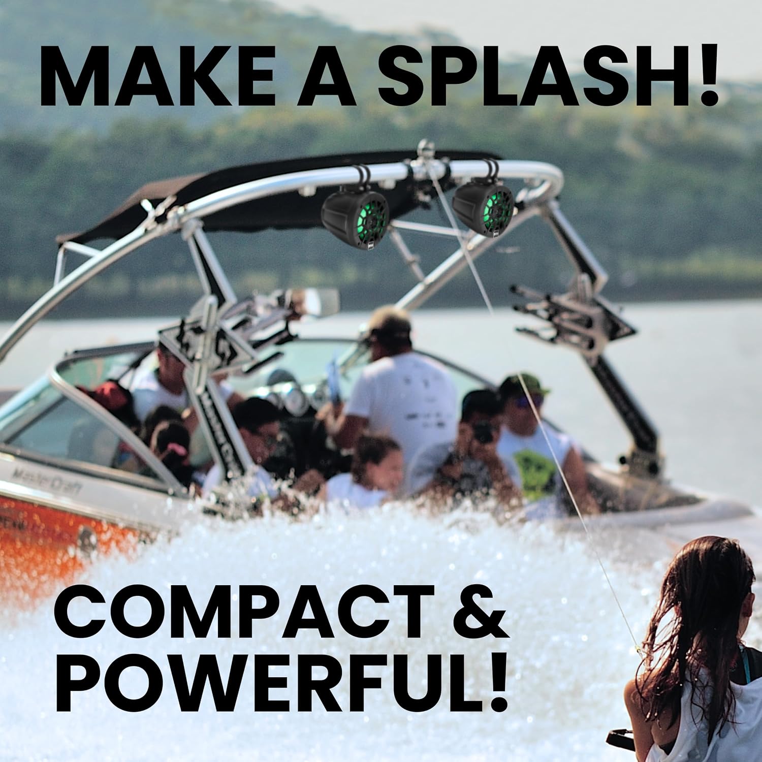 BOSS Audio Systems MPWT50RGB ATV UTV Marine Boat 5.25 Inch Stereo Wake Tower Speakers – Full Range, 2 Way, IPX6 Weatherproof, Multi-Color Illumination, 500 Watts Per Pair, Golf Cart Compatible - Image 4
