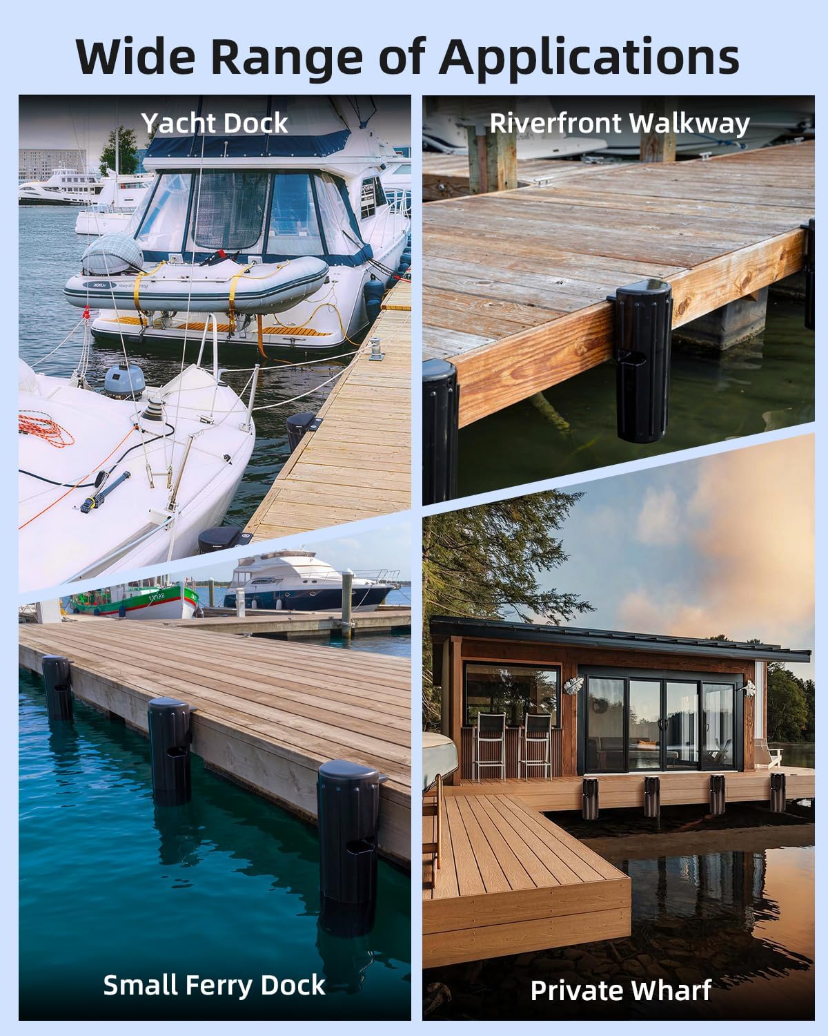 OCEANBROAD Dock Bumpers, Boat Dock Bumpers for Edge & Side | UV-Resistant PVC, Marine Fender Guard with Stainless Steel Hardware, Edge & Side Installation, Vertical Dock Protection - Image 5