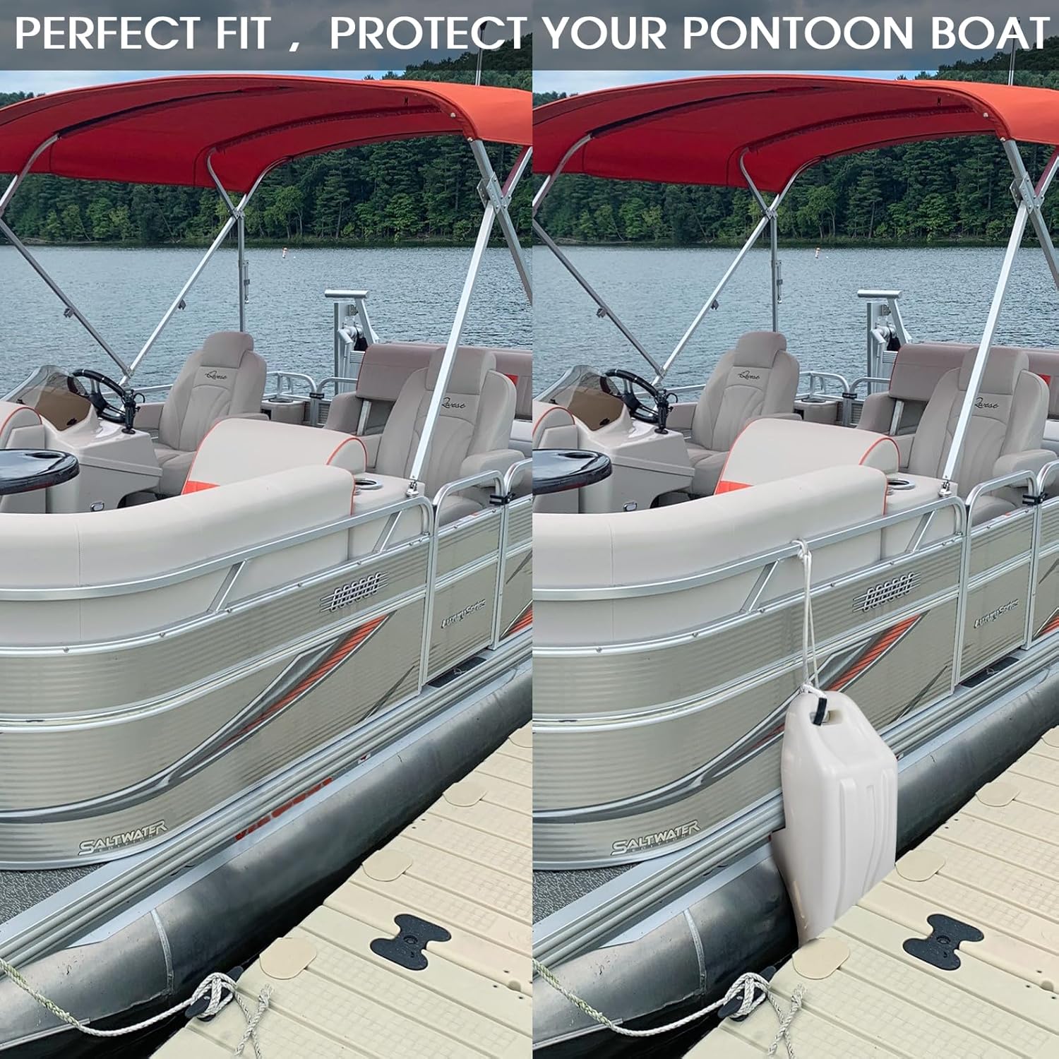 Pontoon Fenders Boat Bumpers for Docking Pontoon Boat ONLY,Customized Inflatable Fender Dock Bumper with Locking Recessed Groove&Grip Handle - Image 4