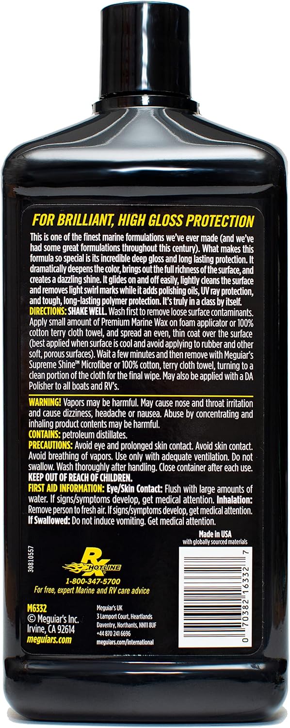 Meguiar's M6332 Flagship Premium Marine Wax, Easy to Use Boat Polish and Wax, Remove Scratches, Swirls, and Oxidation While Leaving Lasting Protection, 32 Oz Bottle - Image 10