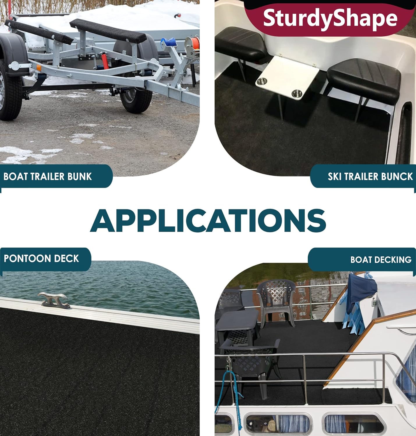 SturdyShape Premium Boat Trailer Bunk Carpet Kit 12 Inches x 100 Ft 25oz - Marine Grade Carpet Covers for Trailers, Lift Runners, and Jet Skis - Durable for Optimal Protection (Black) - Image 4