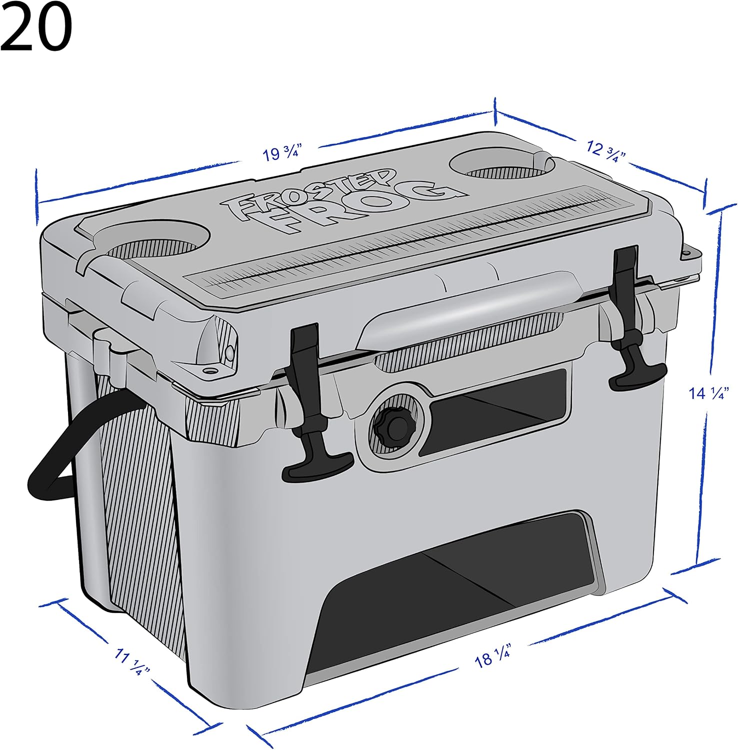 Frosted Frog 20 Qt Rotomolded Hard Cooler, Heavy Duty Made in USA | Commercial-grade build, thick-wall foam insulation, multi-day cooling for camping, fishing, hunting, boating, beach & BBQ - Image 3