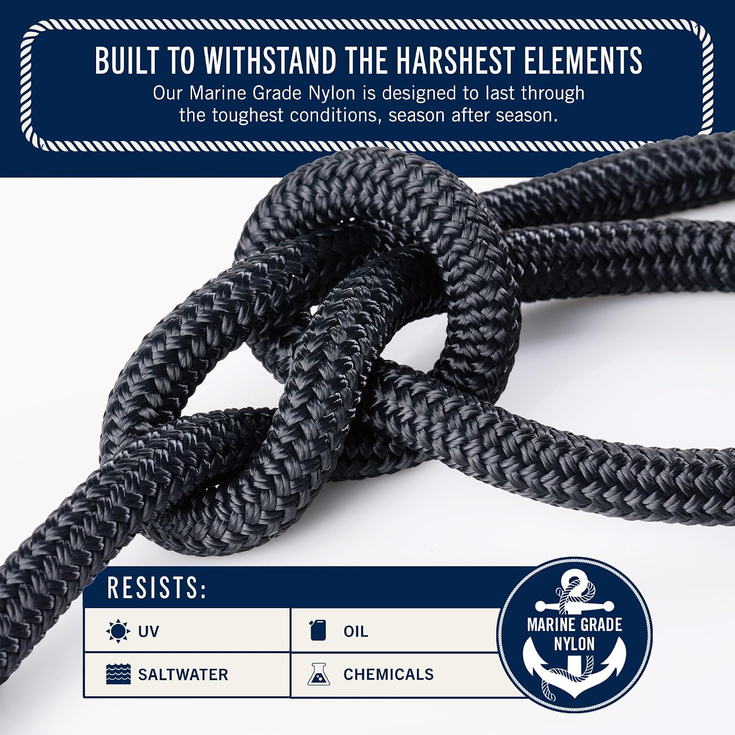 RainierSupplyCo Boat Anchor Rope - Double Braided Marine Rope Anchor Line - 100/150 / 200/300 ft Nylon Boating Line with 316 Stainless Steel Thimble and Heavy Duty Marine Grade - Image 4