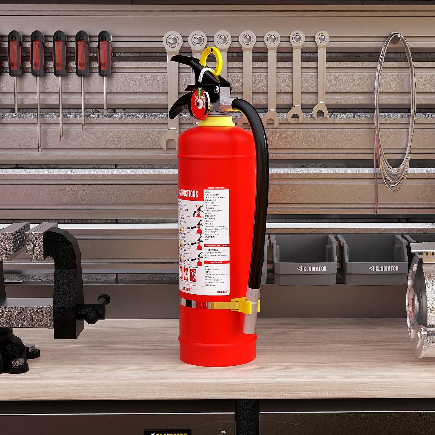 Ougist ABC Dry Chemical Fire Extinguisher, 5 lb – 2-A:10-B:C Rated for Home, Office & Vehicle, Quick Release, Easy-Grip Handle, Ideal for Electrical & Grease Fires, Car Extinguisher, Model FF2KG - Image 7