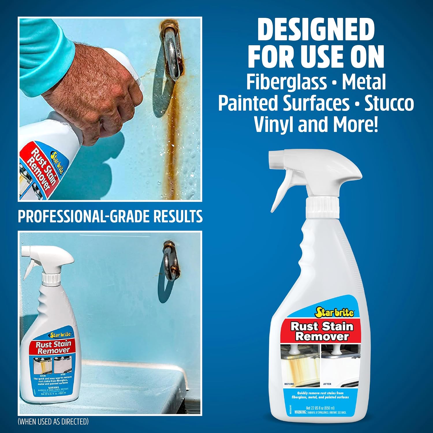 STAR BRITE Rust Stain Remover Spray - Instantly Dissolve Corrosion Stains on Fiberglass, Vinyl, Fabric, Metal & Painted Surfaces - Also Removes Sprinkler Stains - 22 Ounces (089222SS) - Image 5