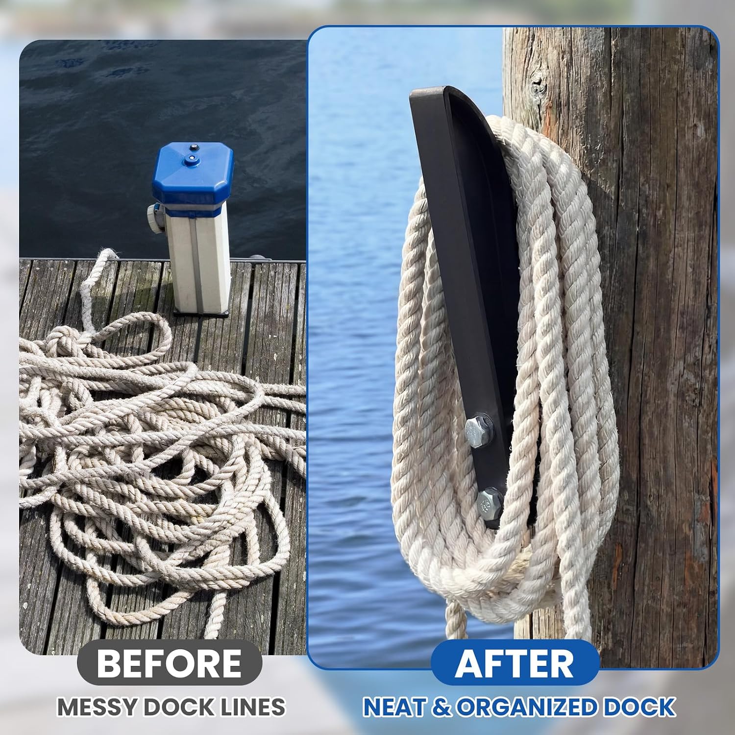 GlikCeil Dock Piling Line Holder Hook with Mounting Screws, Dock Line and Boat Hook Holder, Store Boat Lines & Rope - Image 4