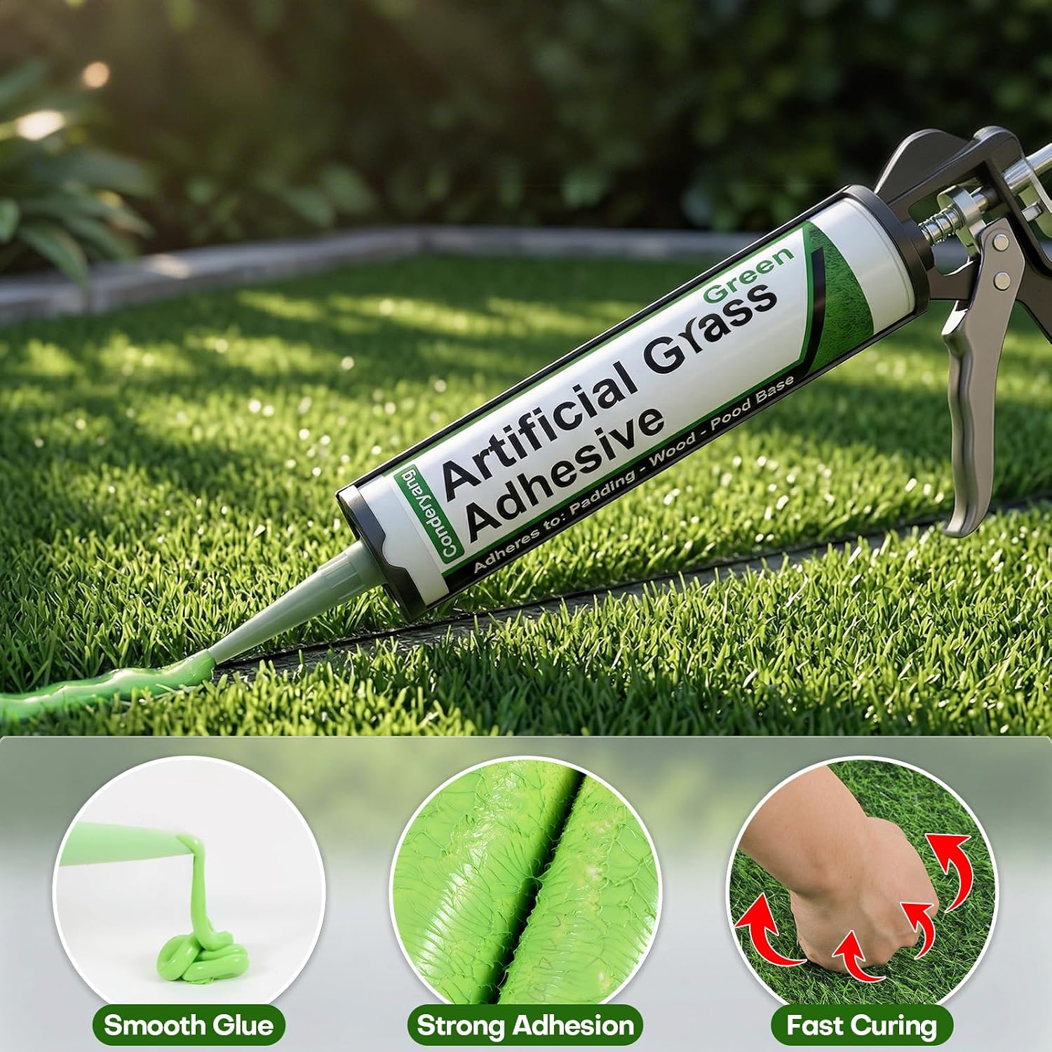 1 Tube of Turf Glue for Artificial Grass, 10 oz Concentrate Lawn Paint, Polymer Adhesive, Polyurethane Based, Weatherproof, Carpet Adhesive for Patio & Garden Synthetic Surfaces (No Caulk Gun) - Image 3