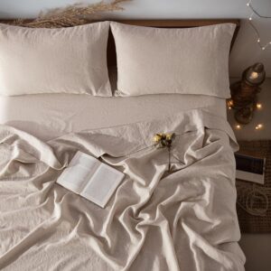 LBRO2M 100% Pure Linen Sheet Set De...