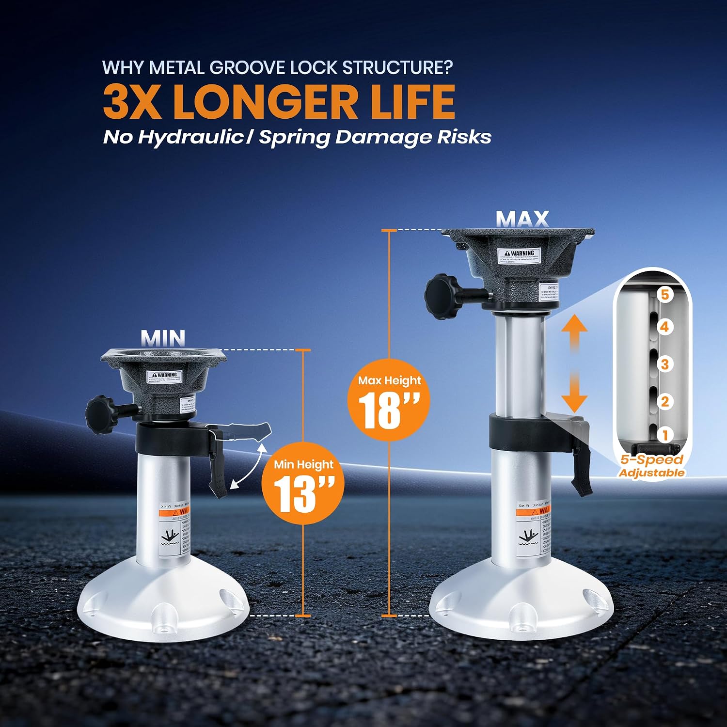 Aluminum Boat Seat Pedestal, Adjustable Height Locking, Boat Seat Pedestals and Bases Mount for Fishing Bass Pontoon Boats - Image 3