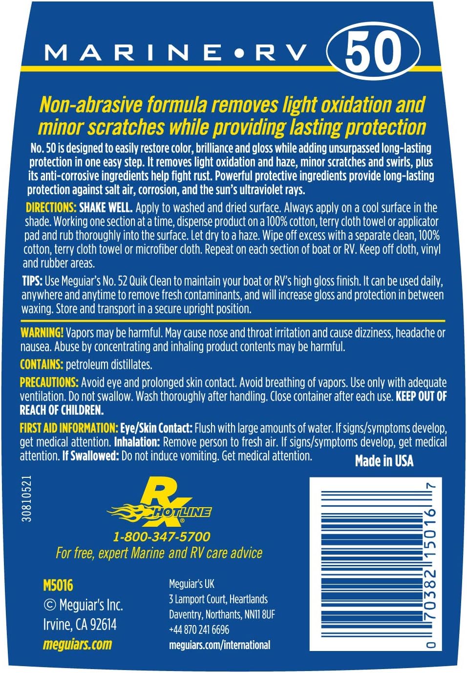 Meguiar's Marine/RV Once Step Cleaner Wax M5016 - Professional-Grade Marine and RV Cleaner, Polish and Protect for Long-Lasting Shine - Restores Color and Gloss, 16 Oz - Image 4
