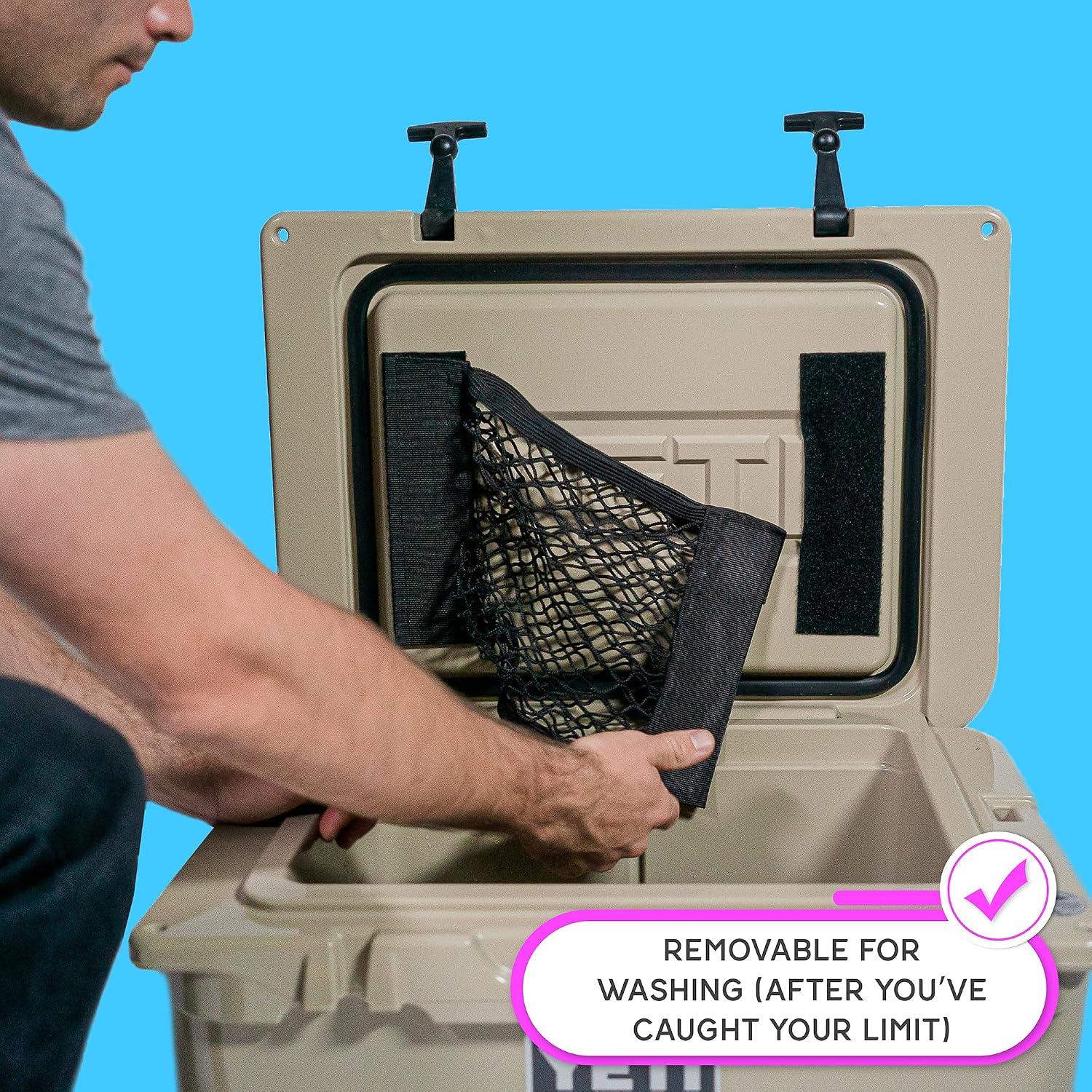 Cooler Net for Dry Storage and Organization - Compatible with YETI, RTIC, Ninja, Igloo, Coleman, Lifetime, Pelican Ice Chests - Works with Cooler Lights, Wheel Kits, RTIC Cooler Accessories, and More - Image 8